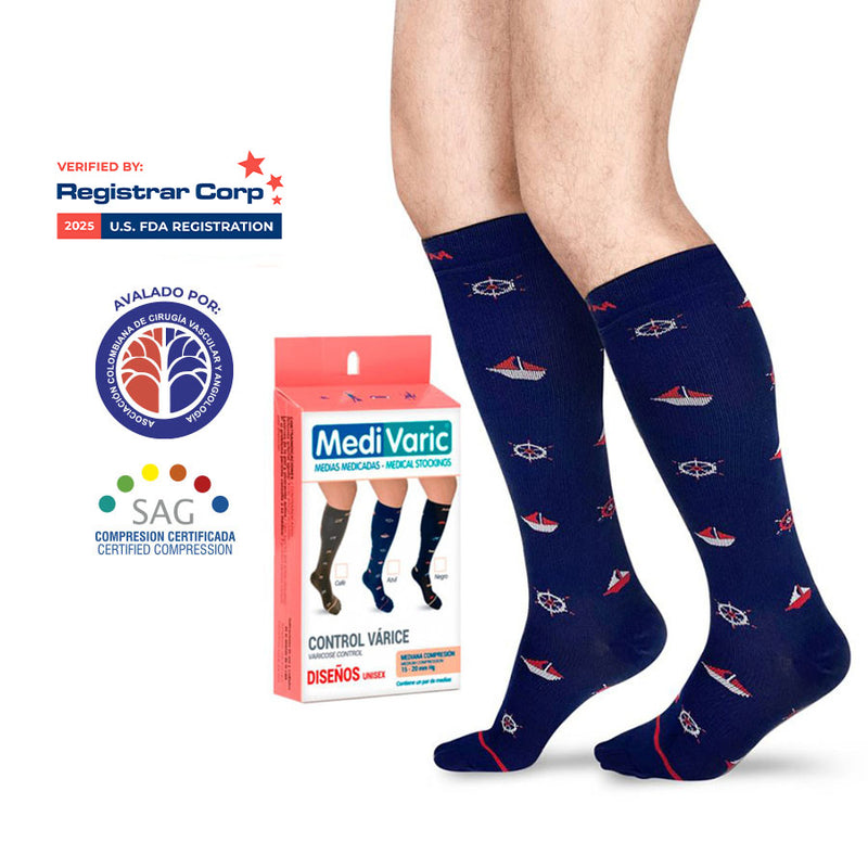 Calcetin Mediana Compresion De Barcos 15-20 mmHg