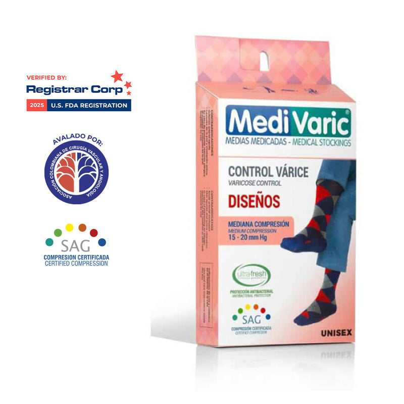 Calcetin Mediana Compresion Con Diseño 15-20 mmHg