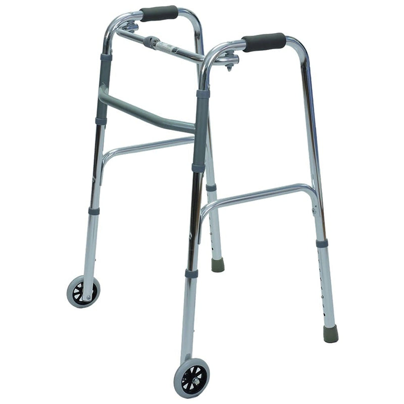 Caminador plegable 1 Pin con Ruedas 5" Color gris