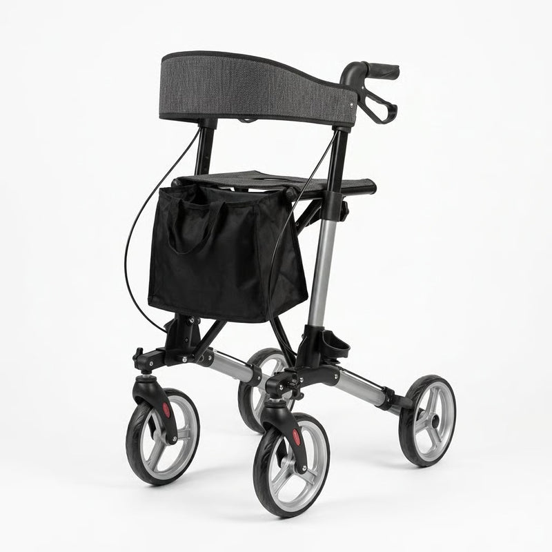 Caminador con ruedas plegable estilo europeo con asiento y bolso