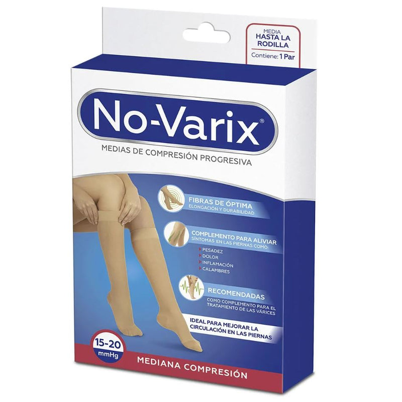 Medias M-55 No-Varix Rodilla Puntera 15-20 mmHg