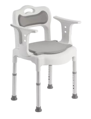 Silla de Ducha & Sanitario en Aluminio- Graduable.