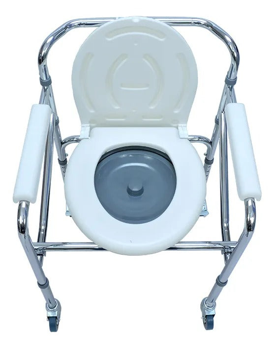Silla Sanitario Acero-Cromado con Ruedas