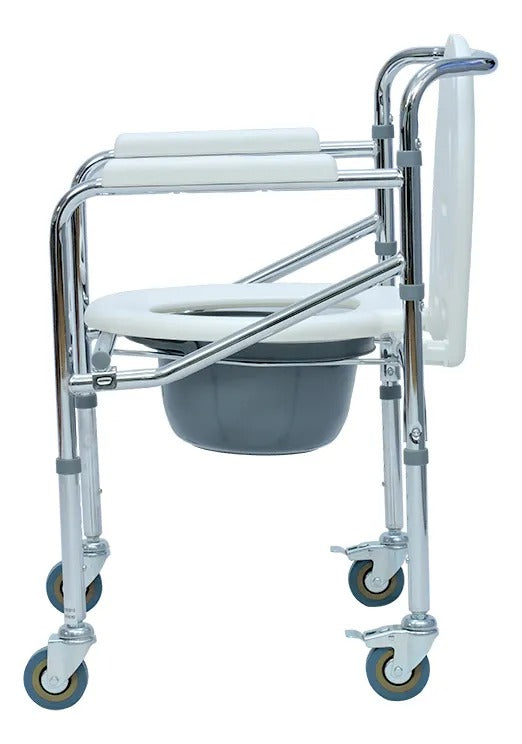Silla Sanitario Acero-Cromado con Ruedas